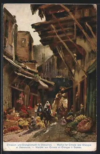 Künstler-AK Damaskus, Zitronen- und Orangenmarkt
