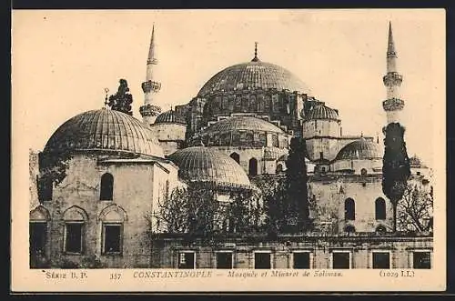 AK Constantinople, Mosquèe et Minaret de Soliman