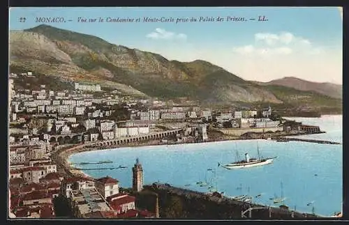 AK Monaco, Vue sur la Condamine et Monte-Carlo prise du Palais des Princes