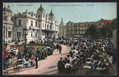 AK Monte Carlo, Le Casino vue prise du Cafe de Paris