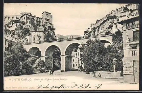 AK Monte Carlo, Ravin et l`Église Sainte Dévôte