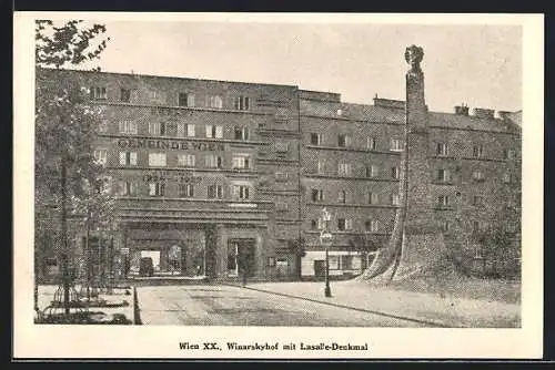 AK Wien, Winarskyhof mit Lasalle-Denkmal