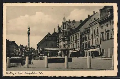 AK Marburg a. Drau, Platz mit Heiligensäule