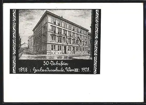 AK Wien, 50-Jahrfeier der Gerhardusschule 1928, Schulgebäude