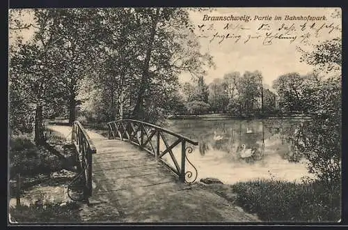 AK Braunschweig, Bahnhofspark, Brückenpartie