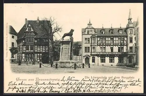 AK Braunschweig, Die Löwensäule auf dem Burgplatz