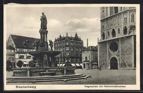 AK Braunschweig, Hagenplatz mit Heinrichsbrunnen