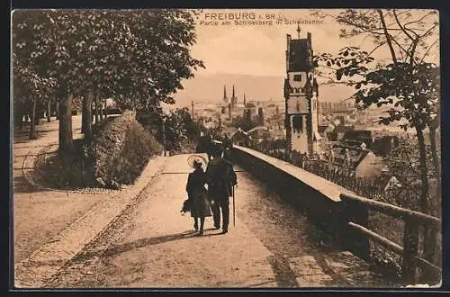 AK Freiburg i. Br., Partie am Schlossberg und das Schwabenthor