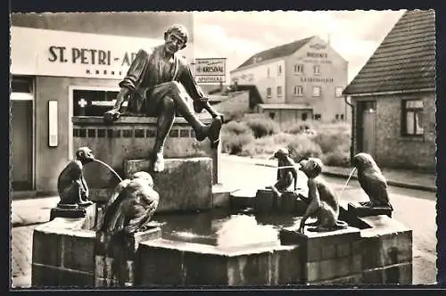 AK Braunschweig, Eulenspiegelbrunnen mit Apotheke und Strasse