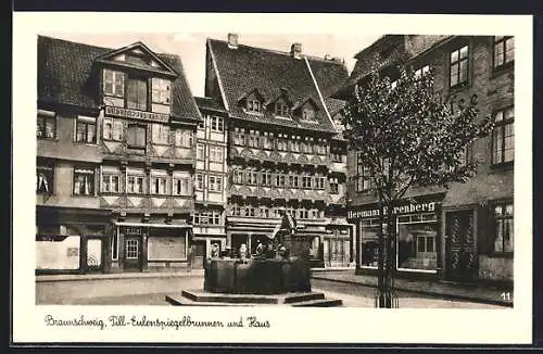 AK Braunschweig, Till-Eulenspiegelbrunnen und Haus