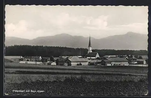 AK Pittenhart, Ortsansicht mit Bayr. Alpen