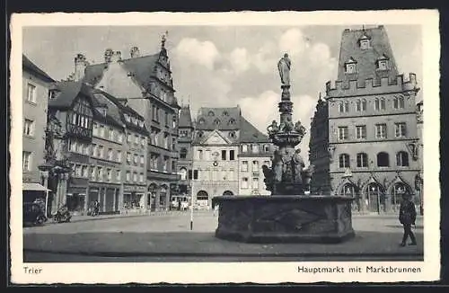 AK Trier, Hauptplatz mit Marktbrunnen
