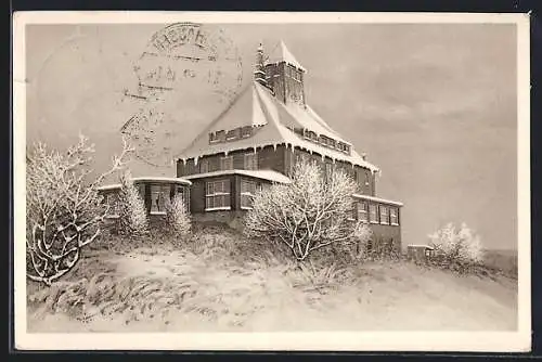AK Neuhausen /Dresden, Berggasthaus Schwartenberg im Winter