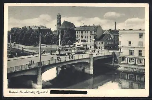 AK Brandenburg / Havel, Brücke mit Strassenbahn