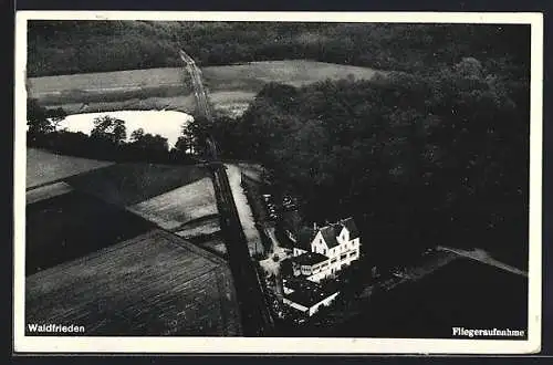 AK Waldfrieden / Braunschweig, Cafe Waldfrieden von Otto Fischer, Fliegeraufnahme