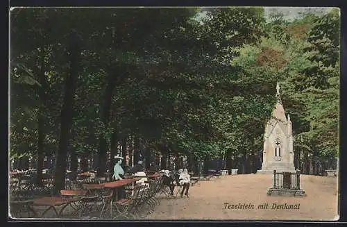 AK Tezelstein, Gasthaus mit Kapelle und Denkmal