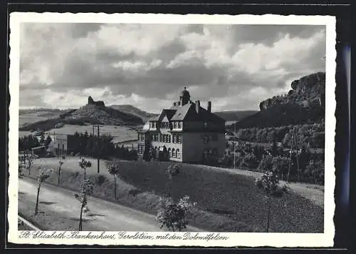 AK Gerolstein, St. Elisabeth-Krankenhaus mit den Dolomitfelsen