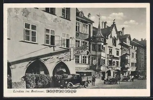 AK Lindau / Bodensee, Partie an der Strasse, Gasthaus