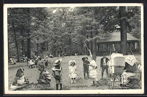 AK Berlin-Tiergarten, Tiergartenspielplatz mit spielenden Kindern, Fotomontage