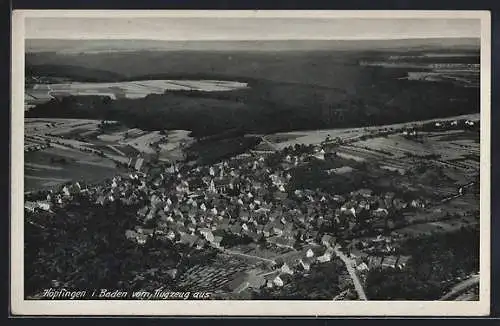 AK Höpfingen i. Baden, Teilansicht mit Kirche, Fliegeraufnahme