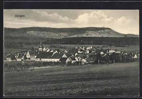 AK Illingen / Württ., Teilansicht mit Kirche