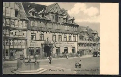 AK Braunschweig, Zum 82. Braunschw. Lehrertage, Bäckerklint mit Mumme-Brauerei und Brunnen