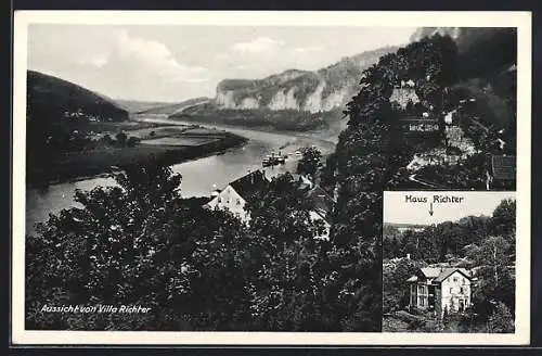 AK Rathen /Sächs. Schweiz, Hotel Villa Richter, Panorama