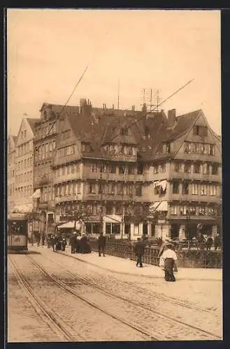 AK Hamburg, Alt-Hamburg, Strassenbahn an der Roosenbrücke