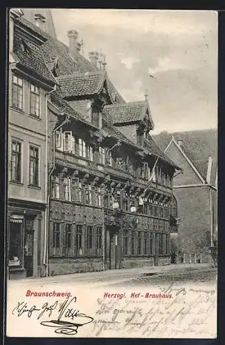 AK Braunschweig, Herzogl. Hof-Brauhaus mit Strasse