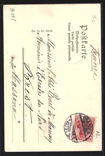 Künstler-AK Dresden, Augustusbrücke mit Dom