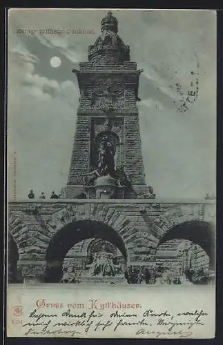 Mondschein-AK Kyffhäuser / Kaiser Wilhelm Denkmal, Kaiser Wilhelm-Denkmal