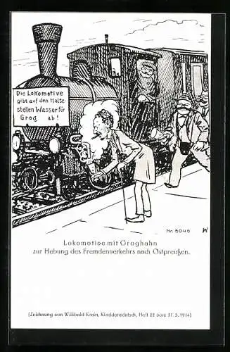 AK Hanomag-Eisenbahn, Lokomotive m. Groghahn z. Hebeung d. Fremdenverkehrs n. Osteuropa