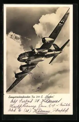 AK Der viermotorige Fernkampfbomber der deutschen Luftwaffe, Focke-Wulf Fw 200 C Condor, Flugzeug, 