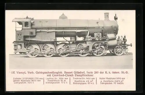 AK Gebirgsschnellzuglok Bauart Gölsdorf der K. k. österr. St.-B.