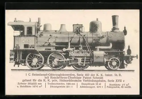 AK 1 C Heissdampf-Güterzuglokomotive, Serie 460 der österr. Staatsbahn