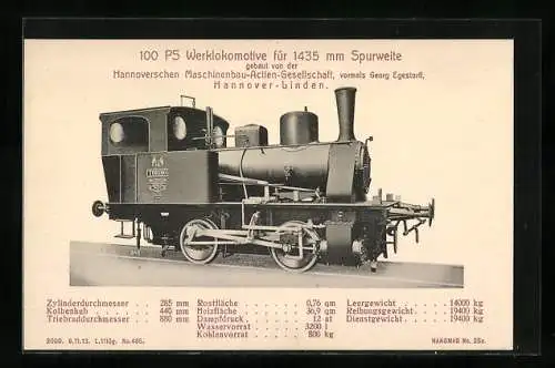 AK Werklokomotive gebaut von Hanomag