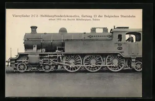AK Vierzyl. 2 C 2-Heissdampftenderlok., Gattung 13 der Belg. Staatsbahn, erbaut 1913 von Société Métallurgique, Tubize