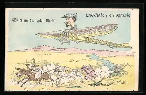Künstler-AK Gérin sur Monoplan Blériot, Flugzeug