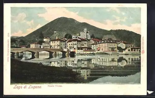 AK Ponte Tresa, Ort mit Brücke, um 1900