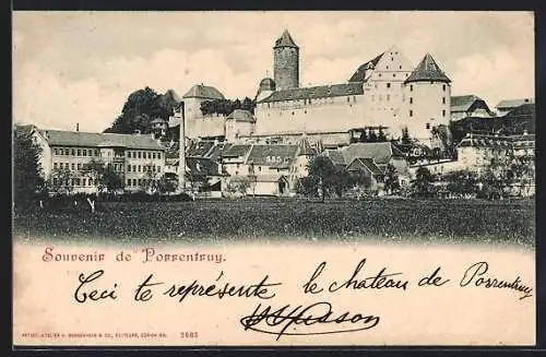 AK Porrentruy, Ortsansicht mit Schloss