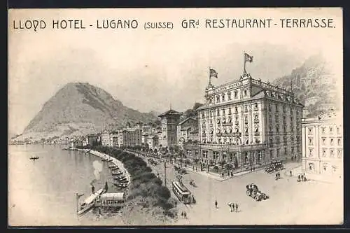 Lithographie Lugano, Lloyd Hotel, Grand Restaurant-Terrasse