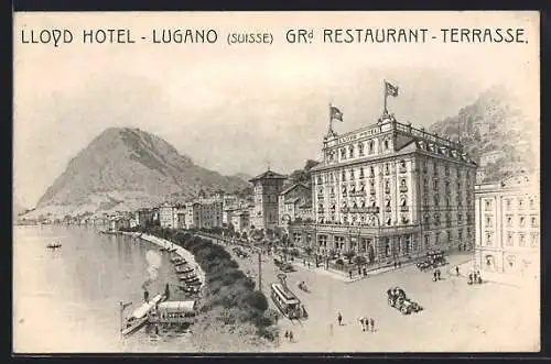 Lithographie Lugano, Lloyd Hotel, Grand Restaurant-Terrasse