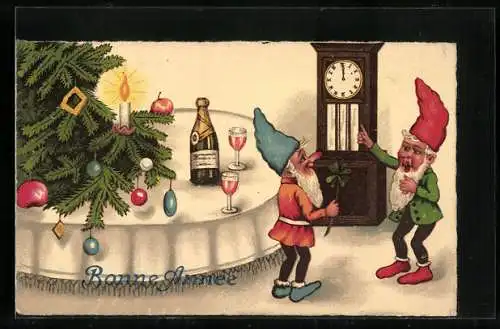 AK Zwerge am Neujahrsabend