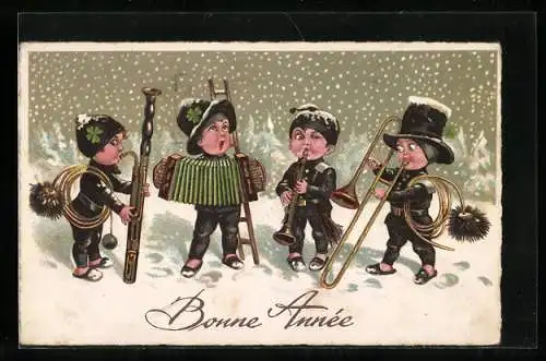 AK Kleine Schornsteinfeger musizieren gemeinsam im Schnee