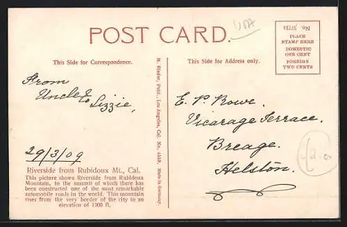 AK Riverside /Cal., View from Rubidoux Mt.