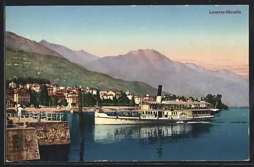 AK Locarno-Muralto, Dampfer am Hafen