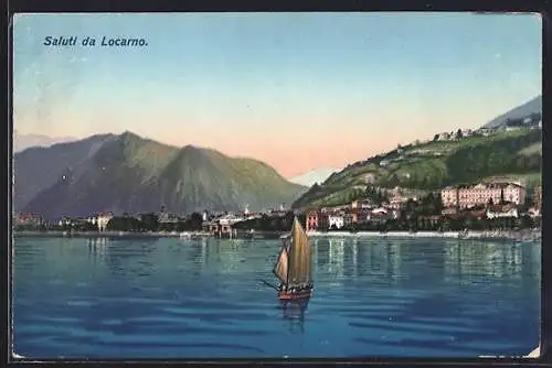 AK Locarno, Blick vom See auf die Stadt