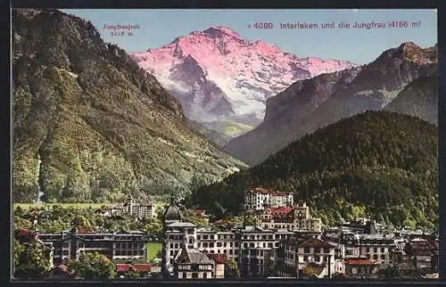 AK Interlaken, Teilansicht gegen Jungfrau und Jungfraujoch