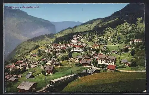 AK Wengen, Ortsansicht aus der Vogelschau