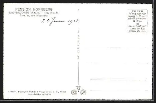 AK Saanenmöser, Pension Hornberg, Bes. Fam. W. von Siebenthal